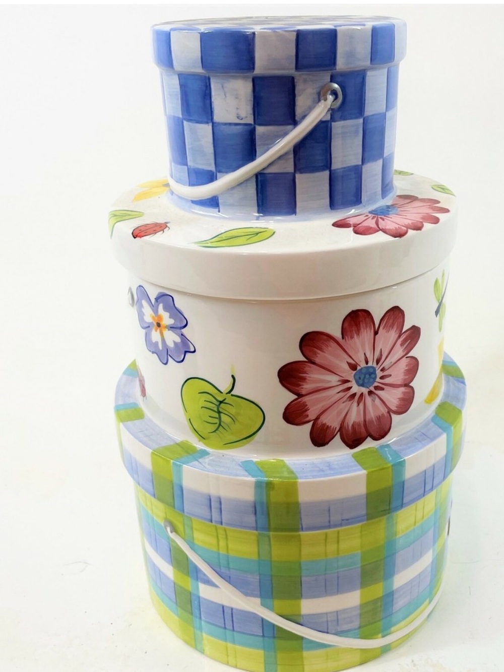 Linens N Things vintage/retired Hat Boxes Cookie Jar 12 inches Great Condition